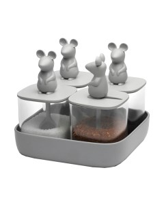 Набор емкостей для хранения Qualy Mouse Seasoning / QL10366-CL-GY