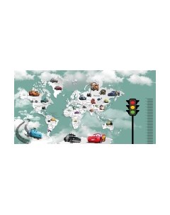 Фотообои листовые Citydecor Superhero Молния МакКвин карта мира с ростомером 5