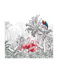 Фотообои листовые ФабрикаФресок Контрастные фламинго и попугаи / 283270 Фабрикафресок