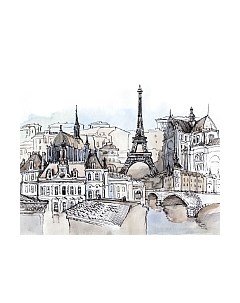 Фотообои листовые Citydecor Акварельный Париж