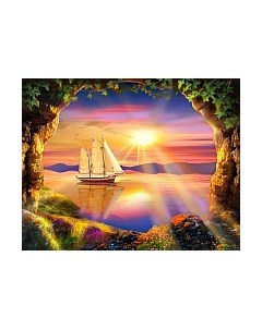 Набор алмазной вышивки Корабль на закате / АЖ-1765 Алмазная живопись
