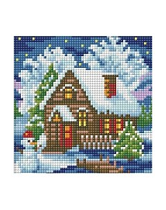 Набор алмазной вышивки Зимний домик / АЖ-1566 Алмазная живопись