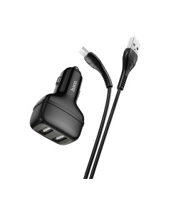 Зарядное устройство автомобильное Hoco Z36 + кабель AM-MicroBM