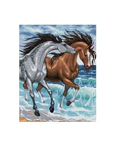 Набор алмазной вышивки Кони на берегу / АЖ-1647 Алмазная живопись