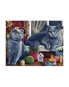 Набор алмазной вышивки Британские котики / WD2483 Wizardi