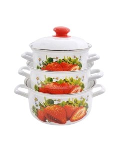 Набор кастрюль Лысьвенские эмали Сочная клубника С-124АП2/4