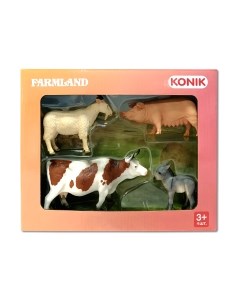 Набор фигурок коллекционных Konik Набор животных фермы Козел, овца, осел, корова / AMF1111