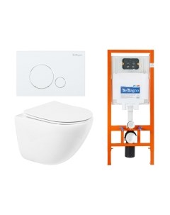 Унитаз подвесной с инсталляцией BelBagno BB051CHR/BB051SC/BB002-80/BB014-SR-BIANCO Belbagno