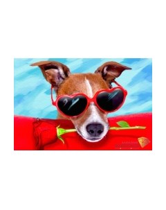 Набор алмазной вышивки Пес с розой / АЖ-1307 Алмазная живопись