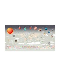 Фотообои листовые Citydecor Карта мира флаги и планеты