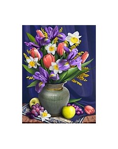 Набор алмазной вышивки Нарциссы и ирисы / АЖ-1693 Алмазная живопись