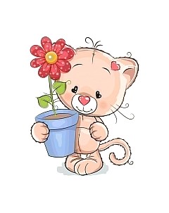 Набор алмазной вышивки Котенок с подарком / WD2367 Wizardi