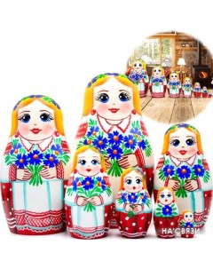 Развивающая игрушка Брестская Матрешка В белорусском национальном платье с орнаментом и букетом васи Брестская фабрика сувениров