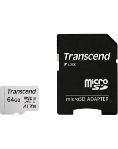 Карта памяти microSDXC 300S 64GB адаптер Transcend