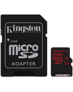 Карта памяти microSDXC UHS I U3 Class 10 64GB SDCA3 64GB Kingston