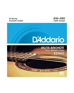 Струны для 12 струнной гитары D'addario