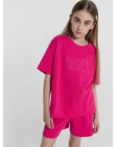 Комплект для девочек футболка шорты розовый с печатью Mark formelle