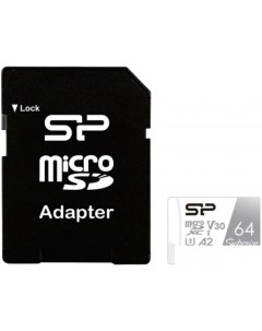 Карта памяти Superior microSDXC SP064GBSTXDA2V20SP 64GB с адаптером Silicon power