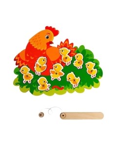 Развивающий игровой набор Лесная мастерская Магнитная рыбалка. Курочка с цыплятами / 4276374