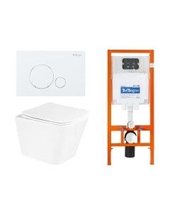 Унитаз подвесной с инсталляцией BelBagno BB3103CHR/SC/BB002-80/BB014-SR-BIANCO Belbagno