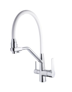Смеситель для кухни EKKO с подключением фильтра питьевой воды (белый-хром) E4460 Ekko