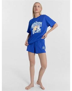 Комплект женский (джемпер, шорты) синий с печатью Mark formelle