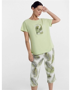 Комплект женский (джемпер, капри) фисташковый с пальмовыми листьями Mark formelle