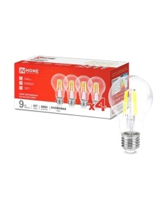 Лампа INhome LED-A60-deco 9Вт 230В Е27 4000К 1040Лм / 4690612053400 Inhome