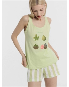Комплект женский (топ, шорты) фисташковый с печатью Mark formelle