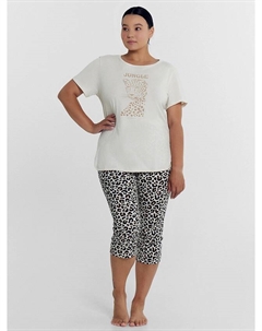 Комплект женский (джемпер, капри) бежевый с леопардовым принтом Mark formelle