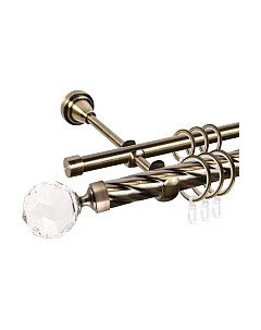 Карниз для штор АС ФОРОС Grace D16K/16Г + наконечники Кристалл Ас форос