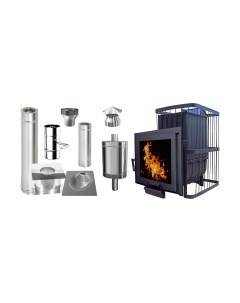 Печь-каменка КомфортПром Ретро Премиум Чугун Панорама Закрытая / 1002210040 Комфортпром