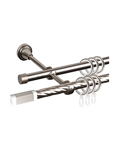 Карниз для штор АС ФОРОС Grace D16K/16Г составной + наконечники Квадро хром Ас форос