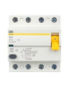 Дифференциальный автомат IEK ВД1-63 4Р 63А 100мА А / MDV11-4-063-100 Iek