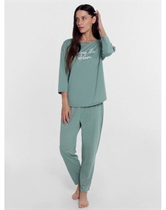 Костюм женский (джемпер, брюки) пыльно-зеленый в крапинку Mark formelle