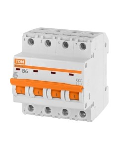 Выключатель автоматический TDM ВА47-29 4Р 6А (В) 4.5кА / SQ0206-0054 Tdm
