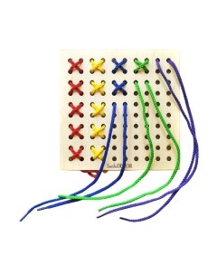 Развивающая игрушка Smile Decor Шнуровка. Монтессори Квадрат / П613 Smile decor