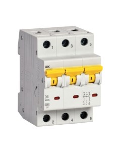 Выключатель автоматический IEK ВА47-60МА 3P 6А 6кА D / MVA33-3-006-D Iek