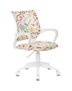 Кресло Burokids 1W (песочный Sticks 02/пластик белый) Бюрократ