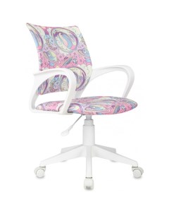 Кресло Burokids 1W (мультиколор розовая луна/пластик белый) Бюрократ