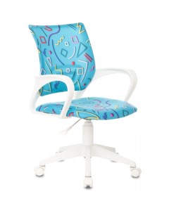 Кресло Burokids 1W (голубой Sticks 06/пластик белый) Бюрократ