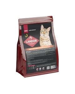 Сухой корм для кошек Landor Полнорац. для шерсти здоровья кожи c индейкой и лососем / L1014