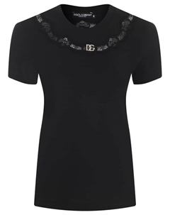 Футболка хлопковая с кружевом Dolce&gabbana