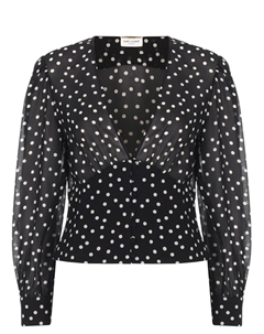 Блуза шелковая в горох Saint laurent