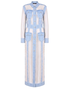 Тренч с джинсовыми вставками Balmain