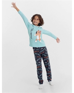 Комплект для мальчиков (джемпер, брюки) в голубом и сером цвете с печатью Mark formelle