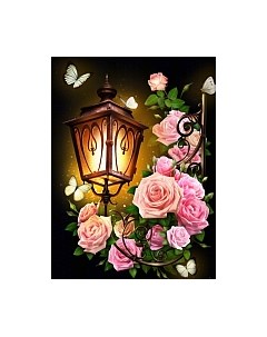 Набор алмазной вышивки Фонарь в розах / АЖ-1721 Алмазная живопись