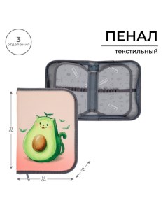 Пенал школьный, 3 секции, 14×21×4 см «Авокадо» Calligrata