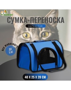 Сумка - переноска для животных, 2 входа, 40×25×28 см, синяя Пижон