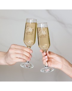 Бокалы для шампанского «Мистер и Мисс», 2 шт., 200 мл Дорого внимание